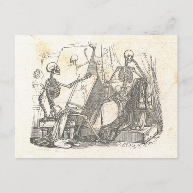 Cartão Postal Posicionamento de Esqueleto para Pintura na Classe (Frente)