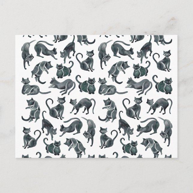 Cartão Postal Posições do gato - paleta preta (Frente)
