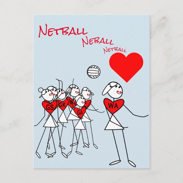 Cartão Postal Posições do Player WA Love Netball Clipart (Frente)