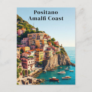 Cartão Postal Positano Costa Amalfitana Viagem Antiga à Beira do