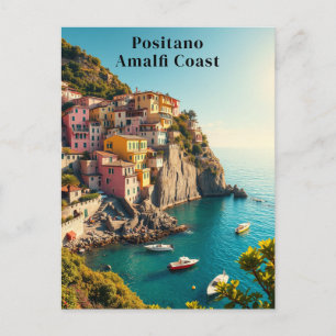 Cartão Postal Positano Costa Amalfitana Viagem Retro Falésia