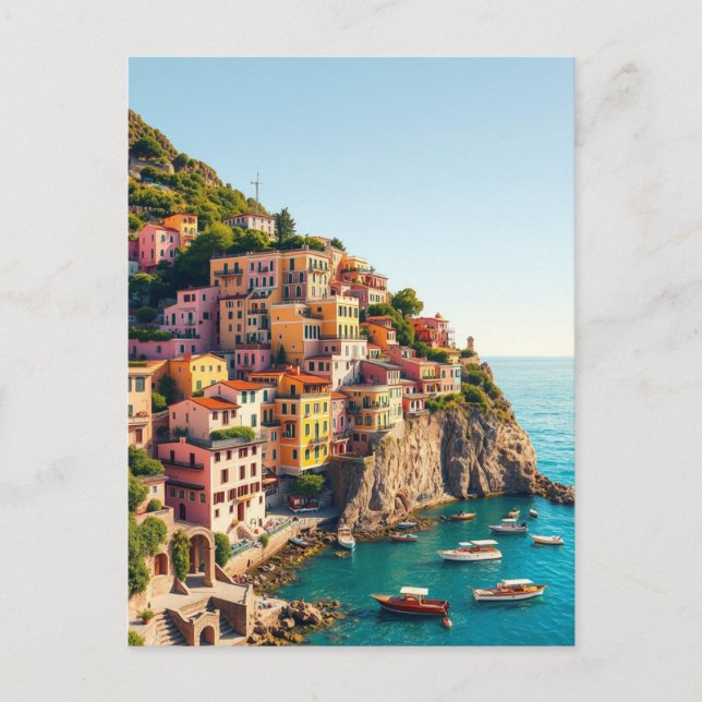 Cartão Postal Positano Costa Amalfitana Viagem Retro Falésia à B (Frente)