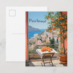 Cartão Postal Positano Itália Viagem Cidade Pintura Estética