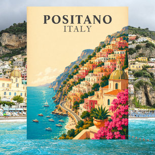 Cartão Postal Positano Itália Viagem Vintage Costa Amalfi