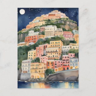 Cartão Postal Positano Night, Itália, Costeira Italiana