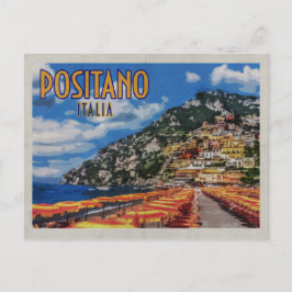 Cartão Postal Positano Retorno Endereço Viagens vintage