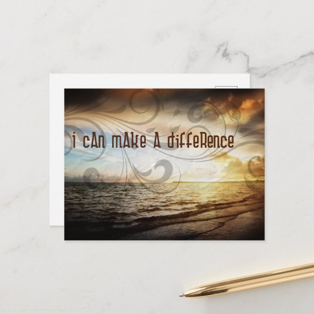 Cartão Postal "Posso fazer a diferença" Afirmação de Motivação (Frente/Verso In Situ)