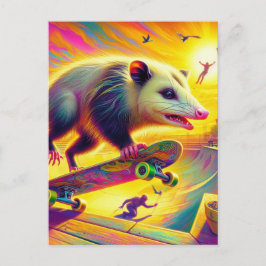 Cartão Postal Possum Adorável de Skate