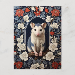 Cartão Postal Possum Encantador Inspirado em William Morris Flor
