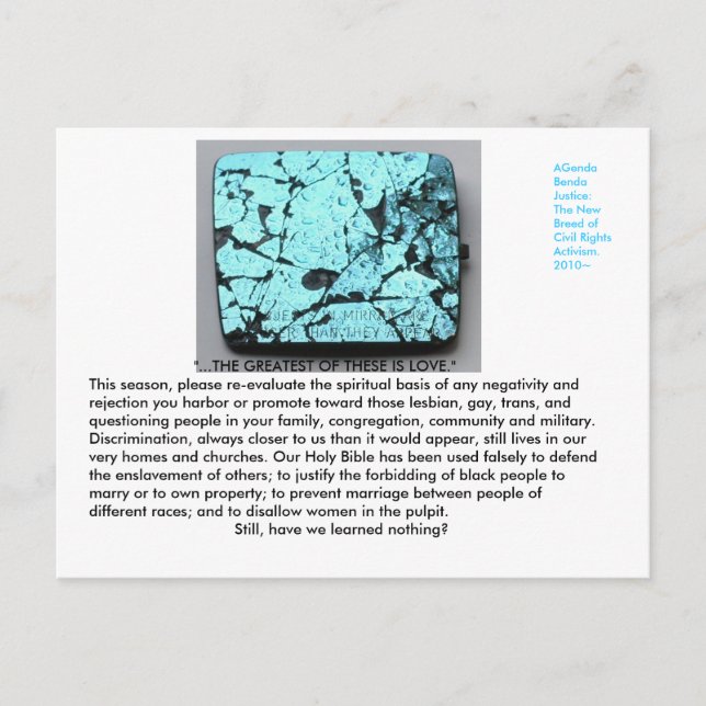 Cartão Postal Post cards for LGBT communities to send to church (Frente)