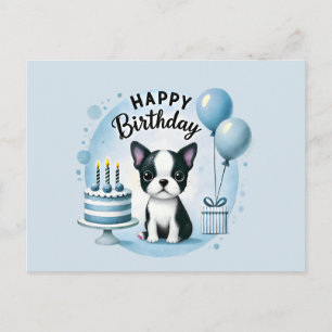 Cartão Postal Post de aniversário do Boston Terrier - Saudação d