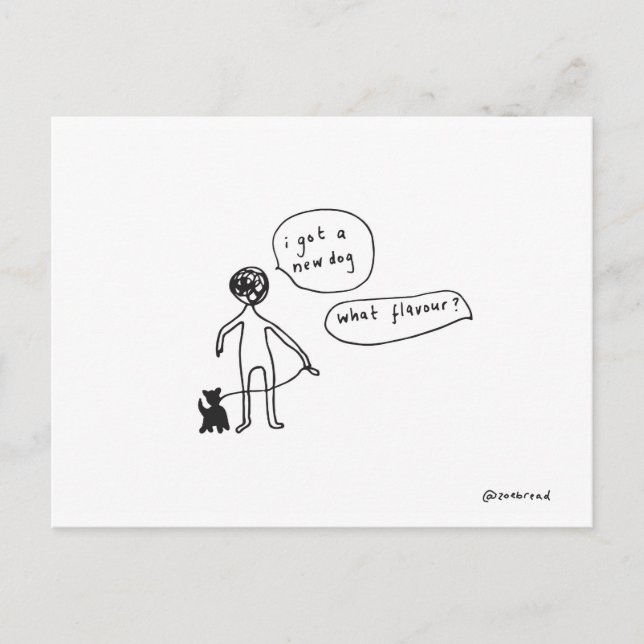 Cartão Postal postacard de cão novo (Frente)