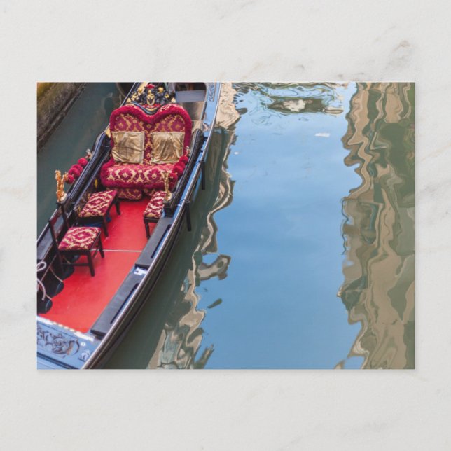 Cartão Postal Postacard de um barco Gondola em Veneza, Itália (Frente)