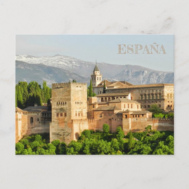 Cartão Postal postal Alhambra de Granada en Andalucía, España (Frente)