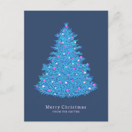 Cartão Postal Postal con ilustración de árbol de Navidad azul