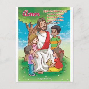 Cartão Postal Postal Cristã - Jesus e as crianças