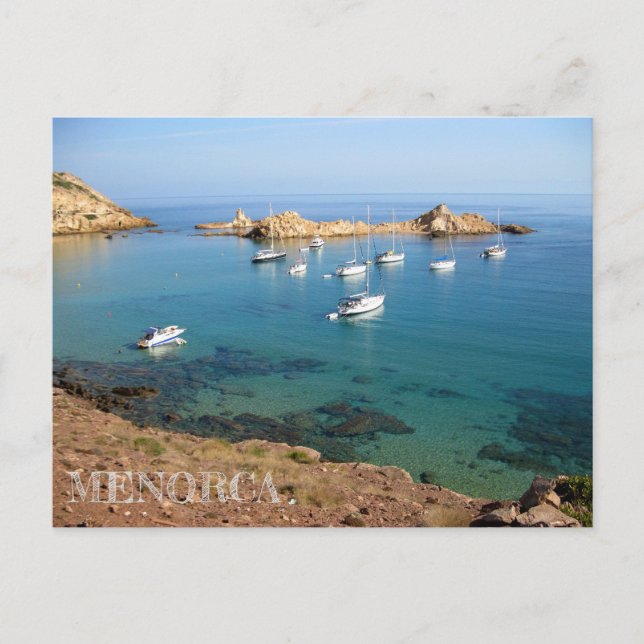 Cartão Postal postal de la costa de la isla de Menorca (Frente)