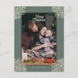 Cartão Postal Postal de Navidad ilustración hojas abeto verde