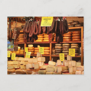 Cartão Postal postal de venta de embutido no mercado de Maiorca