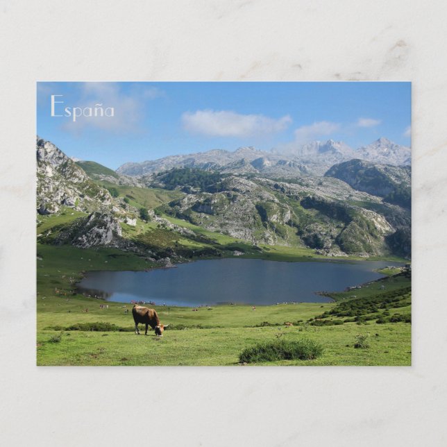 Cartão Postal postal Lagos de Covadonga en Asturias, Espanha (Frente)