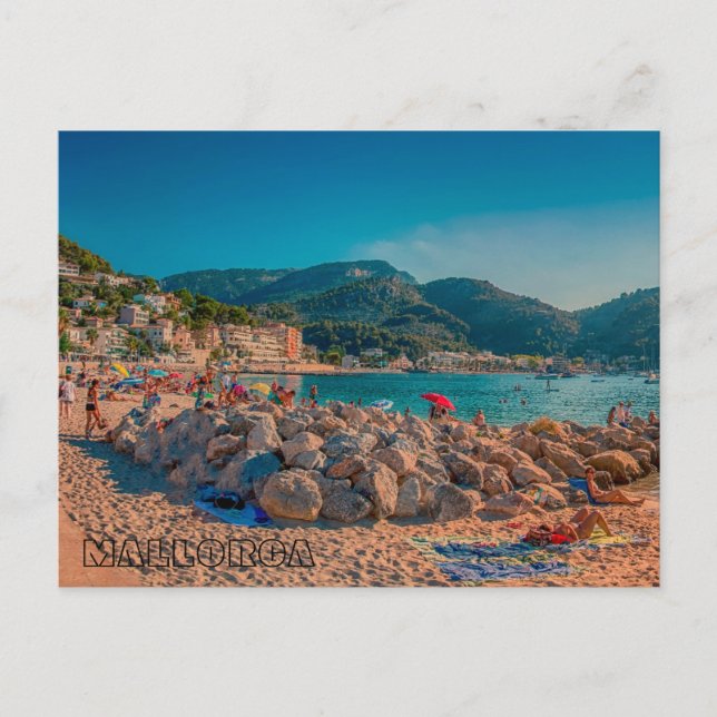 Cartão Postal postal Puerto de Sóller en la isla de Mallorca (Frente)