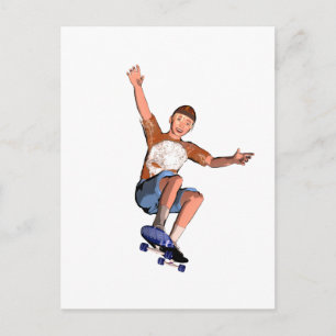 Cartão Postal postar placa com uma ilustração do skate de embarq