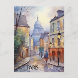 Cartão Postal POSTCARD Beautiful Watercolor of Paris Travel