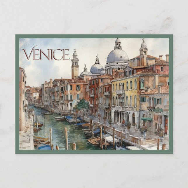 Cartão Postal POSTCARD Beautiful Watercolor of Venice Travel (Frente)