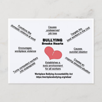 Cartão Postal Postcard-Bullying Breaks Hearts