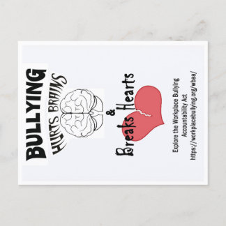 Cartão Postal Postcard-Bullying Hurts Brains & Breaks Hearts