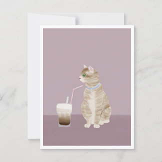Cartão Postal Postcard - Cat with Coffee