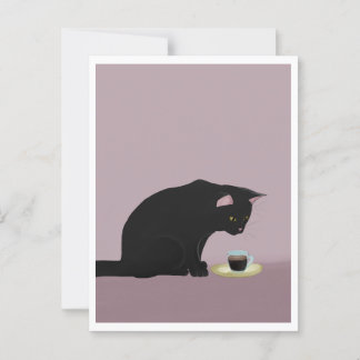 Cartão Postal Postcard - Cat with Coffee