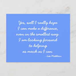 Cartão Postal Postcard citando Kate Middleton