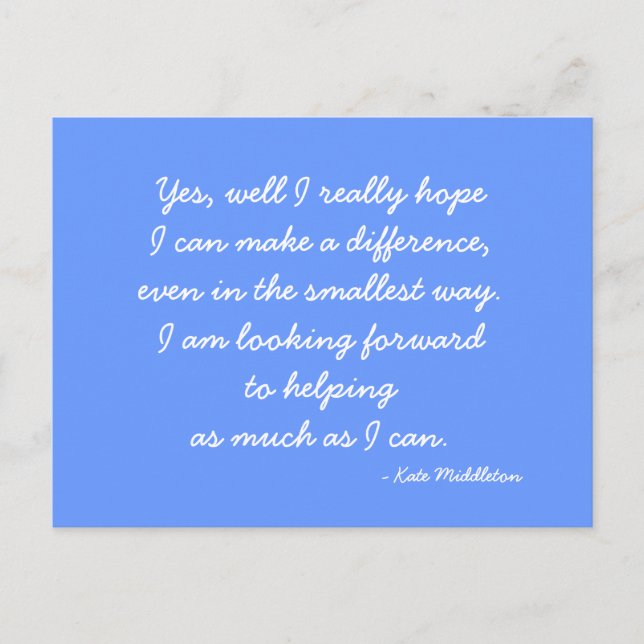 Cartão Postal Postcard citando Kate Middleton (Frente)