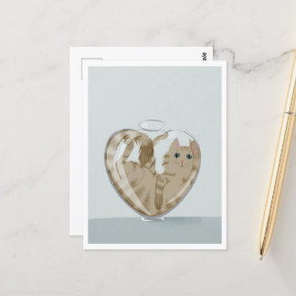 Cartão Postal Postcard - Cute Cat in Glass