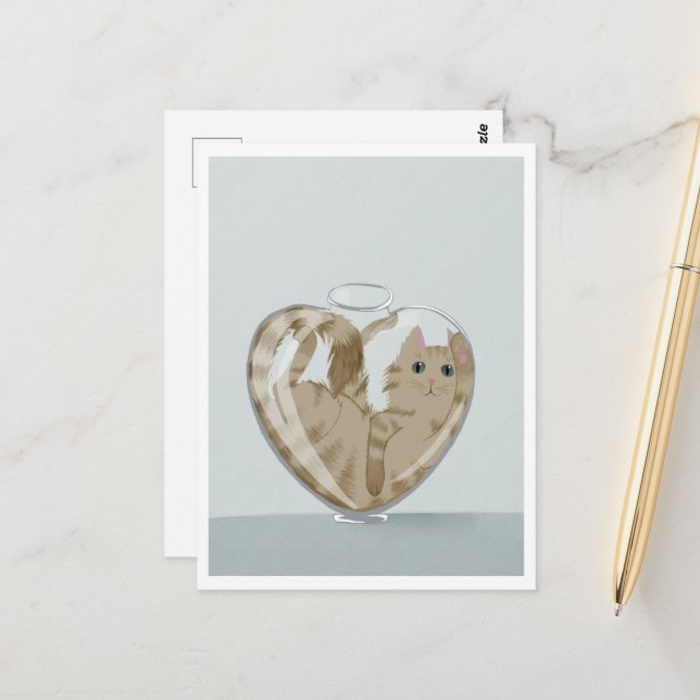 Cartão Postal Postcard - Cute Cat in Glass (Frente/Verso In Situ)