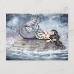 Cartão Postal Postcard da Mãe e do Bebê Sereia
