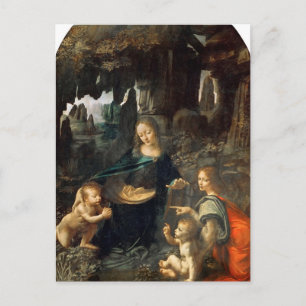 Cartão Postal Postcard da Virgem das Rochas de Leonardo da Vinci