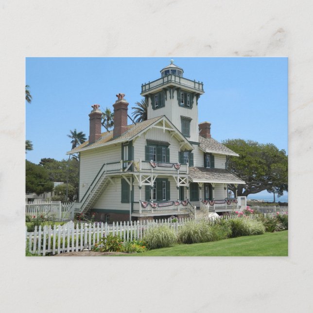 Cartão Postal Postcard Point Fermin Lighthouse San Pedro Parque  (Frente)