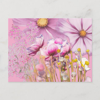 Cartão Postal Postcard Postkarte Blumen, rosa