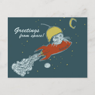 Cartão Postal postcard - rocketship