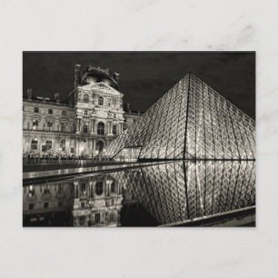 Cartão Postal Postcard The Louvre Pyramid In Black/White Paris