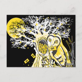 Cartão Postal Postcard – Urban Tree Owl & Wealth Surreal Pop-Art