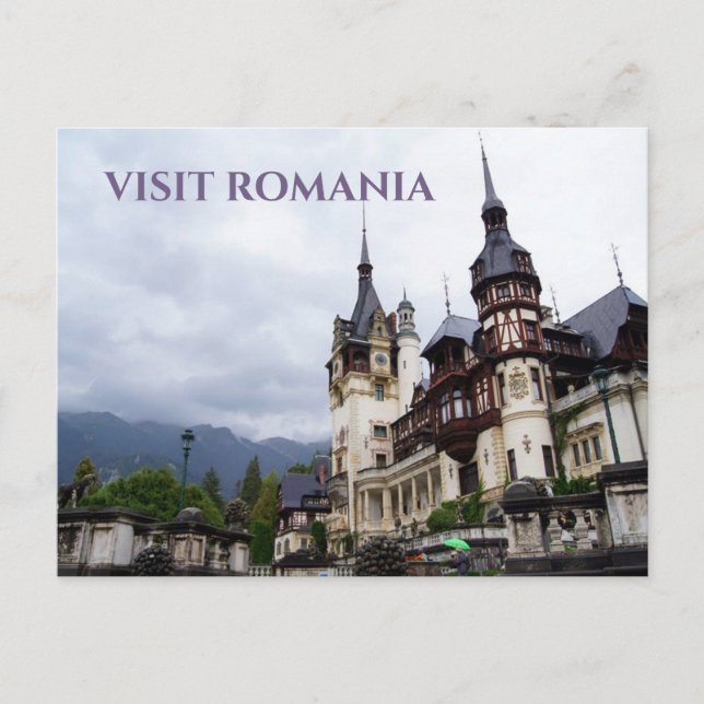 Cartão Postal Postcard Visit Romania (Frente)