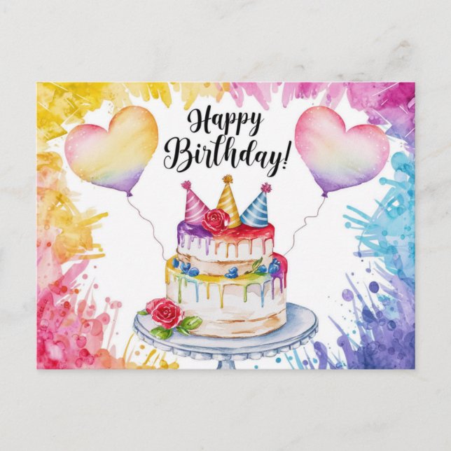 Cartão Postal Postcards Happy Birthday Gateau (Frente)