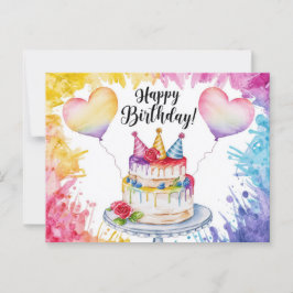 Cartão Postal Postcards Happy Birthday Gateau