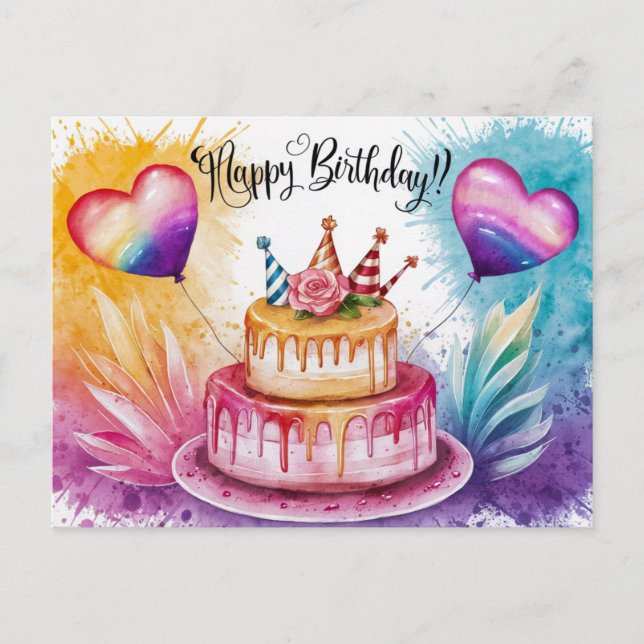 Cartão Postal Postcards Happy Birthday Gateau 02 (Frente)