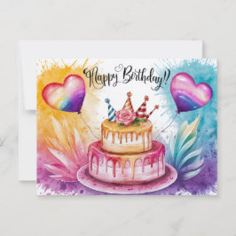 Cartão Postal Postcards Happy Birthday Gateau 02