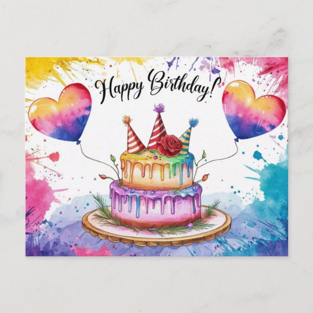 Cartão Postal Postcards Happy Birthday Gateau 03 (Frente)