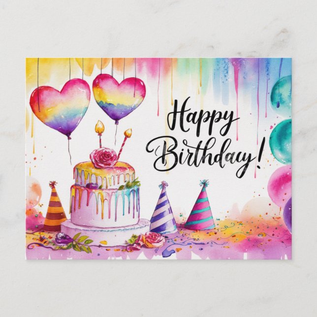 Cartão Postal Postcards Happy Birthday Gateau 04 (Frente)